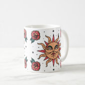 Boho-Sonnen-Tattoo-Symbol-Kunst Kaffeetasse (VorderseiteRechts)