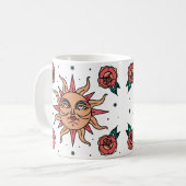 Boho-Sonnen-Tattoo-Symbol-Kunst Kaffeetasse (Vorderseite Links)