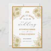 Boho Sonnenblume Botanisches Foto Hochzeit Save The Date (Vorderseite)