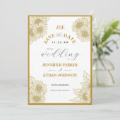 Boho Sonnenblume Botanisches Foto Hochzeit Save The Date (Stehend Vorderseite)