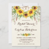 Boho Sonnenblume Bridal Dusche Einladung Federn (Vorderseite)