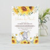 Boho Sonnenblume Elephant Babydusche per Mail Einladung (Stehend Vorderseite)