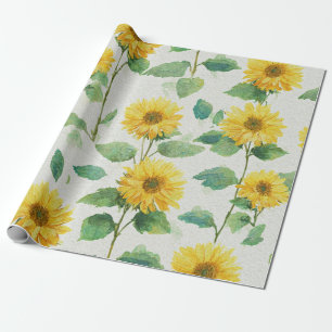 Boho-Sonnenblume Gelbes Blumenmuster Frühling Somm Geschenkpapier
