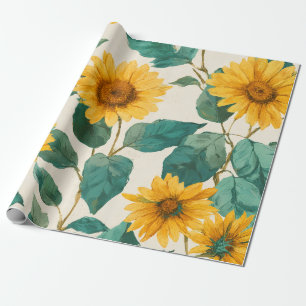 Boho-Sonnenblume Gelbes Blumenmuster Frühling Somm Geschenkpapier