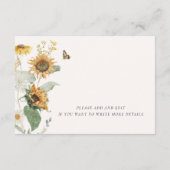 Boho Sonnenblume Golden Rays Blumenzwiebeldetails Begleitkarte (Rückseite)