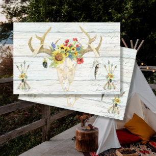 BOHO Sonnenblume Hirschschädel Blütenpfeile Decoup Seidenpapier