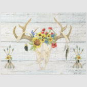 BOHO Sonnenblume Hirschschädel Blütenpfeile Decoup Seidenpapier (Vorderseite)