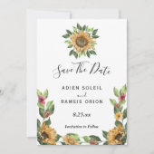 Boho Sonnenblume Hochzeit Speichern Sie die Datums Save The Date (Vorderseite)