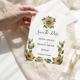 Boho Sonnenblume Hochzeit Speichern Sie die Datums Save The Date