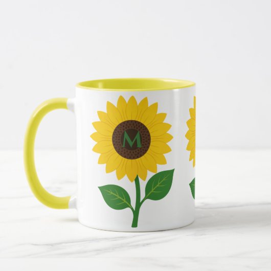 Boho-Sonnenblume personalisierte Anfangsbuchstaben Tasse (Links)