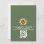 Boho-Sonnenblume Rustikale Elegante QR-Code-Hochze Einladung (Rückseite)