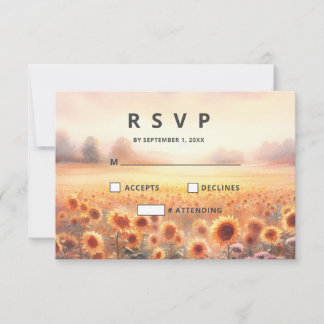 Boho-Sonnenblume Rustikale Wasserfarbe Landhochzei RSVP Karte