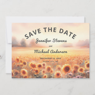Boho-Sonnenblume Rustikale Wasserfarbe Landhochzei Save The Date