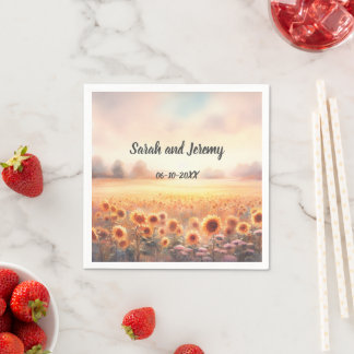 Boho-Sonnenblume Rustikale Wasserfarbe Landhochzei Serviette