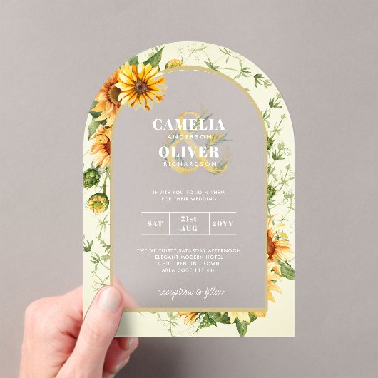 Boho Sonnenblumen Acrylic Clear Modern Rustikal Acryleinladungen (Insitu (Handheld))