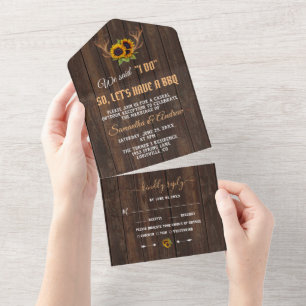 Boho Sonnenblumen Antlers I DO GRILLEN Wedding All In One Einladung