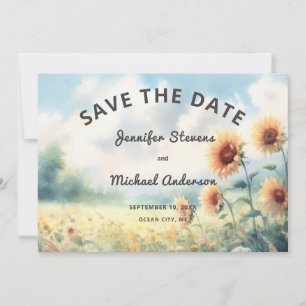 Boho-Sonnenblumen-Aquarell-rustikale-Landhochzeit Save The Date