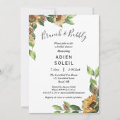 Boho Sonnenblumen Brunch und Bubbly Brautparty Einladung (Vorderseite)