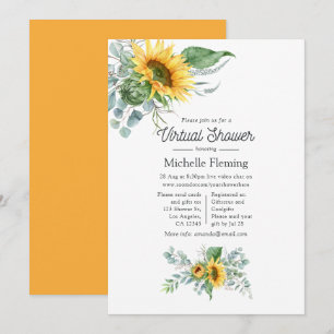 Boho-Sonnenblumen-Eukalyptus-Virtual-Baby-Shower Einladung