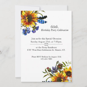 Boho Sonnenblumen, Federn, individualisierbar, Geb Einladung