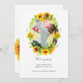 Boho Sonnenblumen Foto Schwangerschaft Ankündigung (Vorne/Hinten)