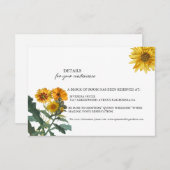 BOHO Sonnenblumen Gelbe Wildblume Hochzeitsdetails Begleitkarte (Vorne/Hinten)