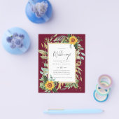 Boho Sonnenblumen Grüne Wasserfarben HochzeitsBUDG Flyer (Einzeln)