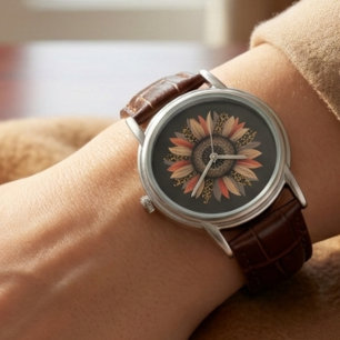 Boho-Sonnenblumen-Herbstlook Damen Elegant  Armbanduhr