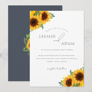 Boho-Sonnenblumen-Hochzeit Einladung