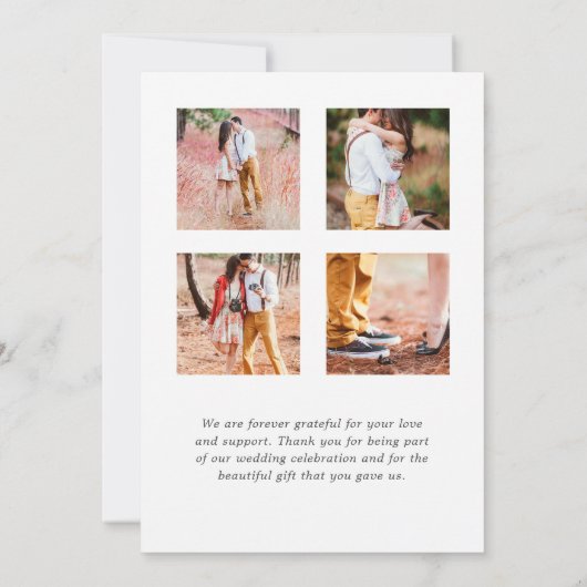 Boho Sonnenblumen Hochzeitfoto Collage Dankeskarte (Rückseite)