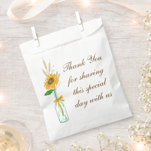 Boho-Sonnenblumen-Land-Gelb-Blumen-Danke Geschenktütchen (Ausgeschnitten)