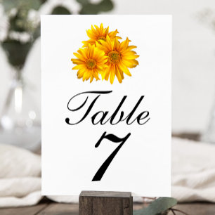 Boho-Sonnenblumen-Land-Gelb-Blumen-Hochzeitsfeier Tischnummer
