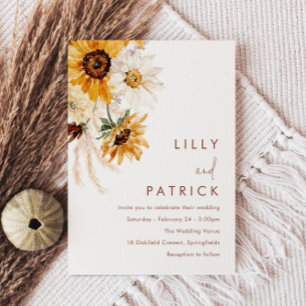 Boho-Sonnenblumen Moderne Hochzeit Einladung