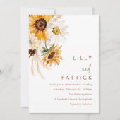 Boho-Sonnenblumen Moderne Hochzeit Einladung (Vorderseite)