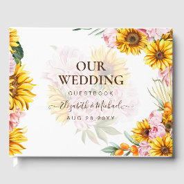 BOHO Sonnenblumen Pampas Grass Wedding Gästebuch