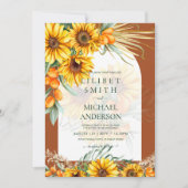 BOHO Sonnenblumen Pampas Grass Wedding Terracotta (Vorderseite)