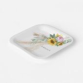 Boho Sonnenblumen & Pink Peonies Personalisiert Du Pappteller (Gewinkelt)