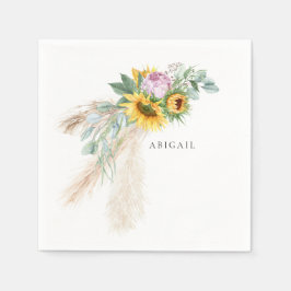 Boho Sonnenblumen & Pink Peonies Personalisiert Du Serviette