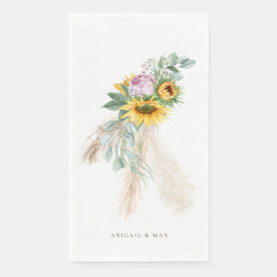 Boho-Sonnenblumen rosa Pfingstrosen personalisiert Serviette