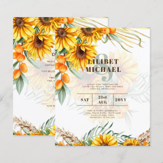 Boho Sonnenblumen Rustikale Hochzeit Einladung dop