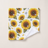 Boho-Sonnenblumen- und Diamant-Handtuch-Set Badhandtuch Set (Waschlappen)