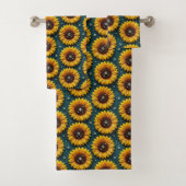 Boho-Sonnenblumen- und Diamant-Handtuch-Set Badhandtuch Set (Insitu)