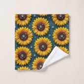 Boho-Sonnenblumen- und Diamant-Handtuch-Set Badhandtuch Set (Waschlappen)