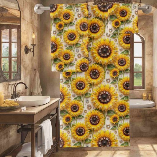 Boho-Sonnenblumen- und Diamant-Handtuch-Set Badhandtuch Set