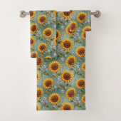 Boho-Sonnenblumen- und Diamant-Handtuch-Set Badhandtuch Set (Insitu)