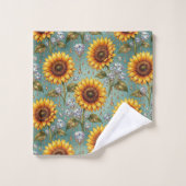 Boho-Sonnenblumen- und Diamant-Handtuch-Set Badhandtuch Set (Waschlappen)