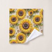 Boho-Sonnenblumen- und Diamant-Handtuch-Set Badhandtuch Set (Waschlappen)