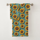 Boho-Sonnenblumen- und Diamant-Handtuch-Set Badhandtuch Set (Insitu)