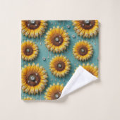 Boho-Sonnenblumen- und Diamant-Handtuch-Set Badhandtuch Set (Waschlappen)