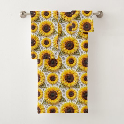 Boho-Sonnenblumen- und Diamant-Handtuch-Set Badhandtuch Set (Insitu)